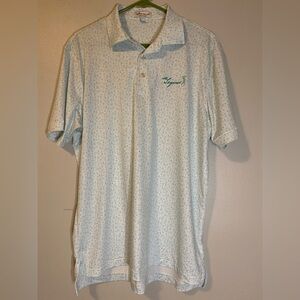 Peter Millar Summer Comfort Polo Men M The Legend Golf Print Blue-Green/White
